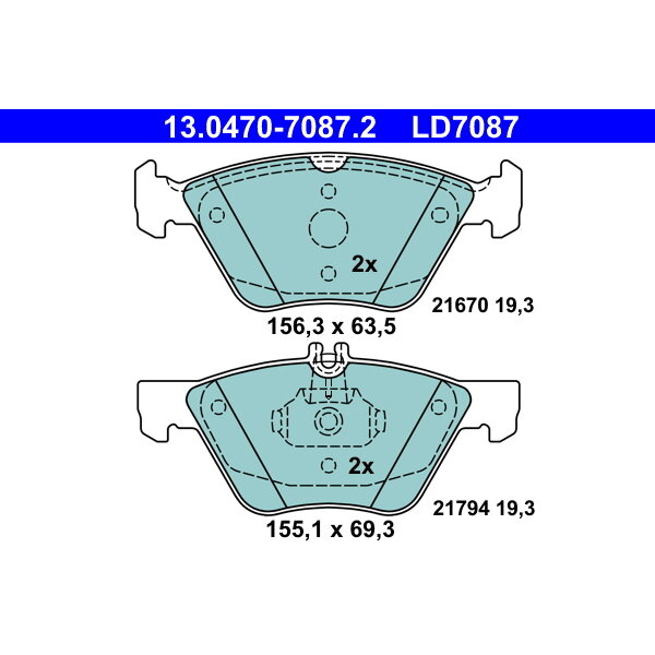4 Plaquettes De Frein Ate 13-0470-7087-2-02