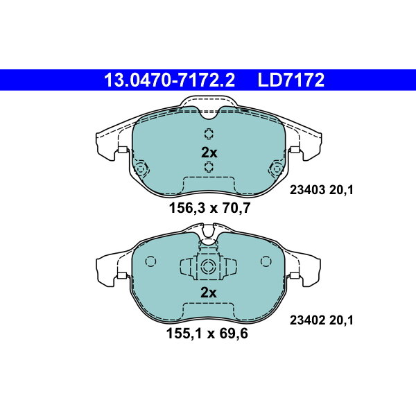 4 Plaquettes De Frein Ate 13-0470-7172-2-02