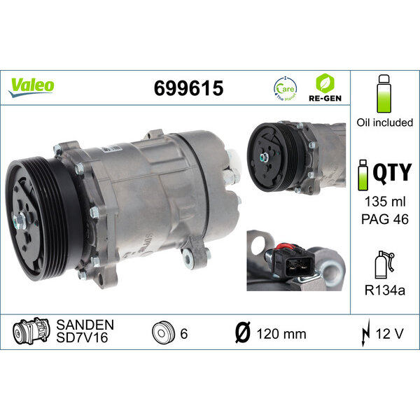 Compresseur De Climatisation Valeo 699615