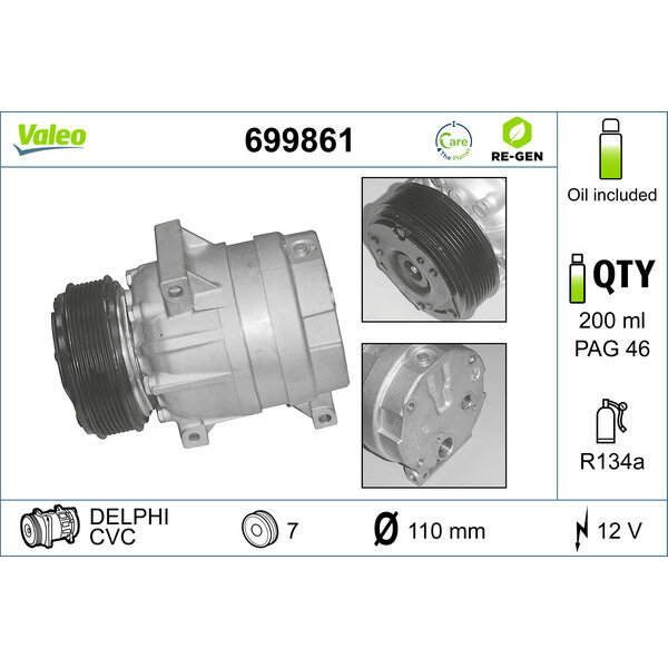 Compresseur De Climatisation Valeo 699861