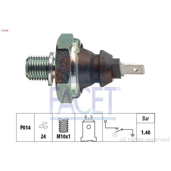 Capteur De Pression D'huile Moteur Facet 7.0046