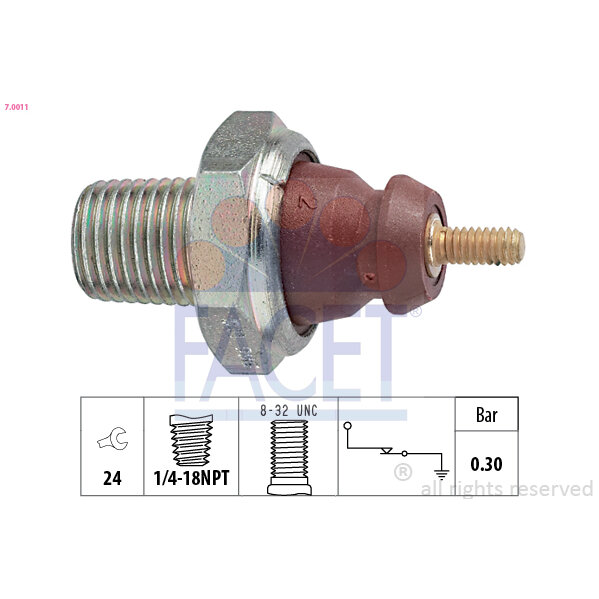 Capteur De Pression D'huile Moteur Facet 7.0011