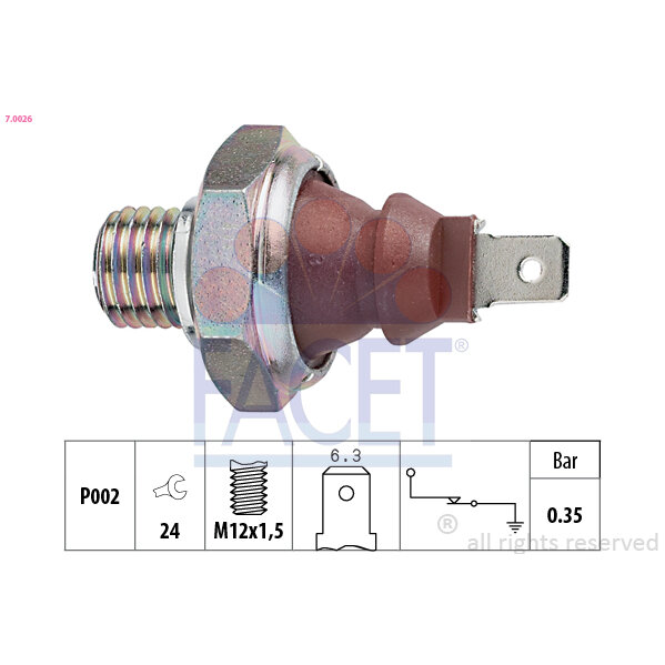 Capteur De Pression D'huile Moteur Facet 7.0026