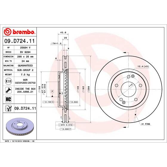 2 Disques De Frein Brembo 09.d724.11