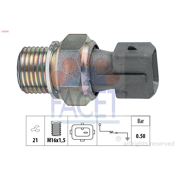 Capteur De Pression D'huile Moteur Facet 7.0116