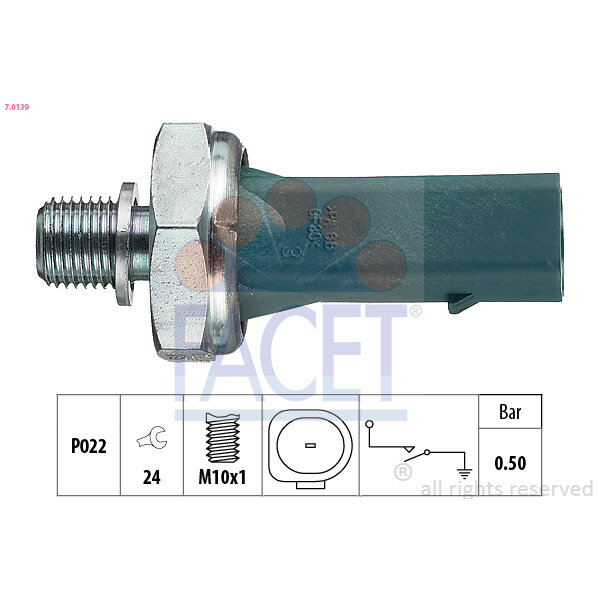 Capteur De Pression D'huile Moteur Facet 7.0139