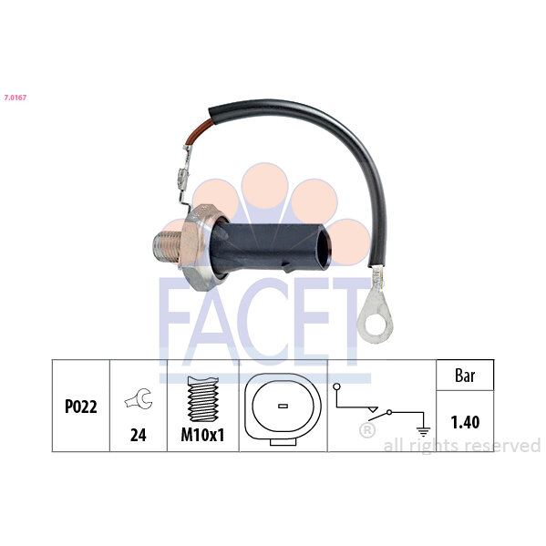 Capteur De Pression D'huile Moteur Facet 7.0167
