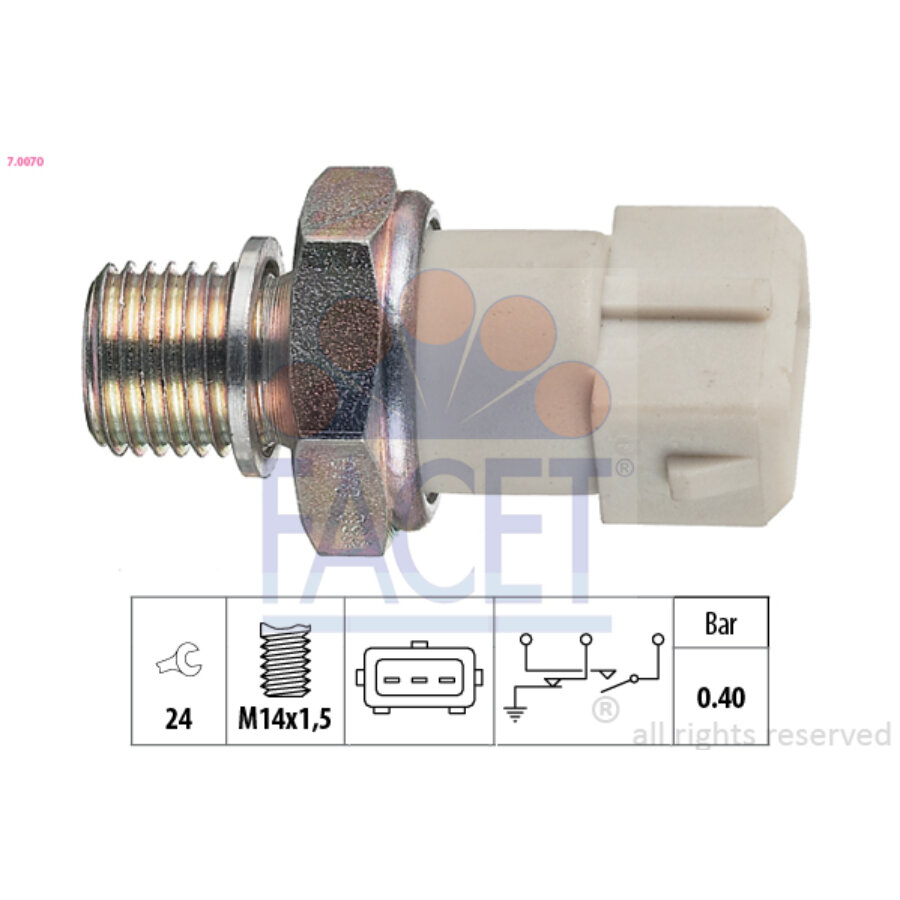 Capteur De Pression D'Huile FACET 25.0001 - Compatible Crossland X, BMW 1/3, Peugeot 207 - Filetage M12x1,5