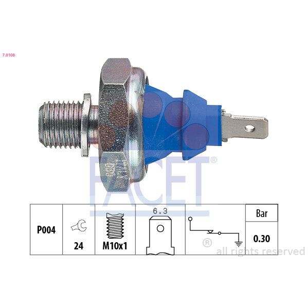 Capteur De Pression D'huile Moteur Facet 7.0108