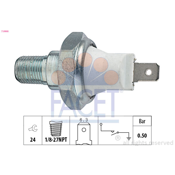 Capteur De Pression D'huile Moteur Facet 7.0068