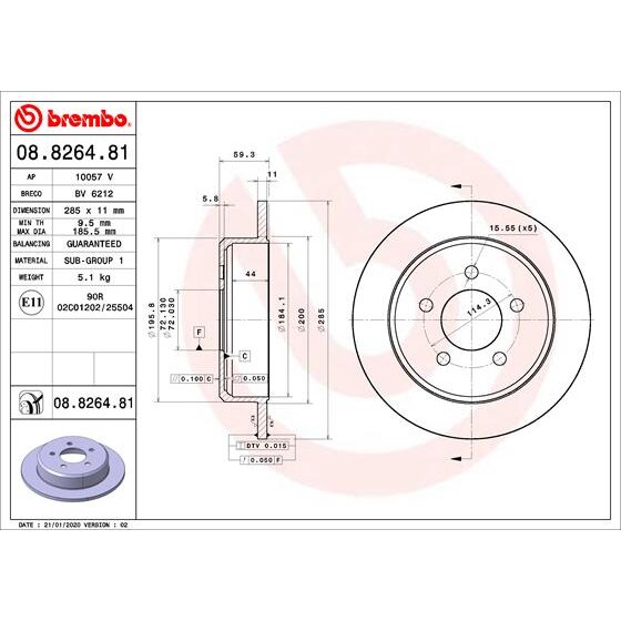 2 Disques De Frein Brembo 08.8264.81