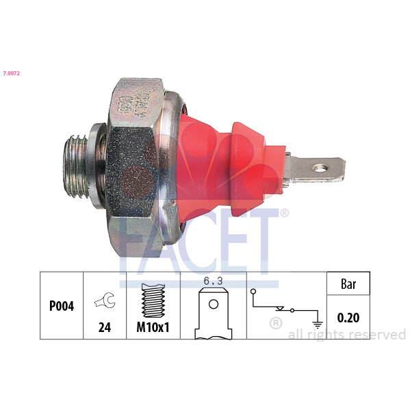 Capteur De Pression D'huile Moteur Facet 7.0072