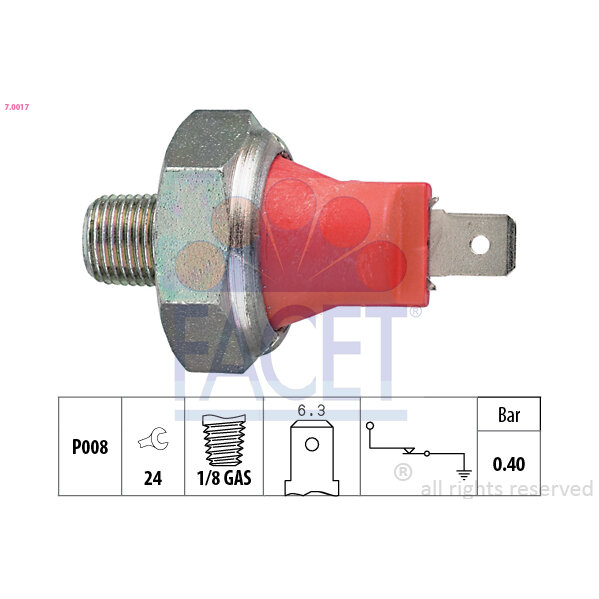 Capteur De Pression D'huile Moteur Facet 7.0017