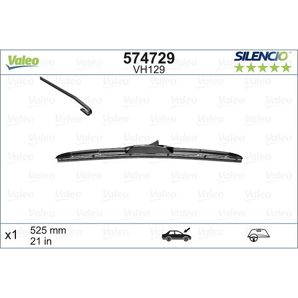 1 Balai D'essuie-glace Valeo Silencio Vh129