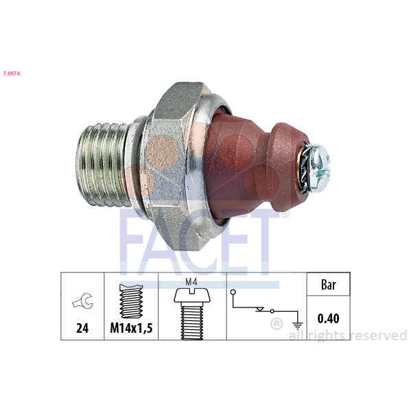 Capteur De Pression D'huile Moteur Facet 7.0074