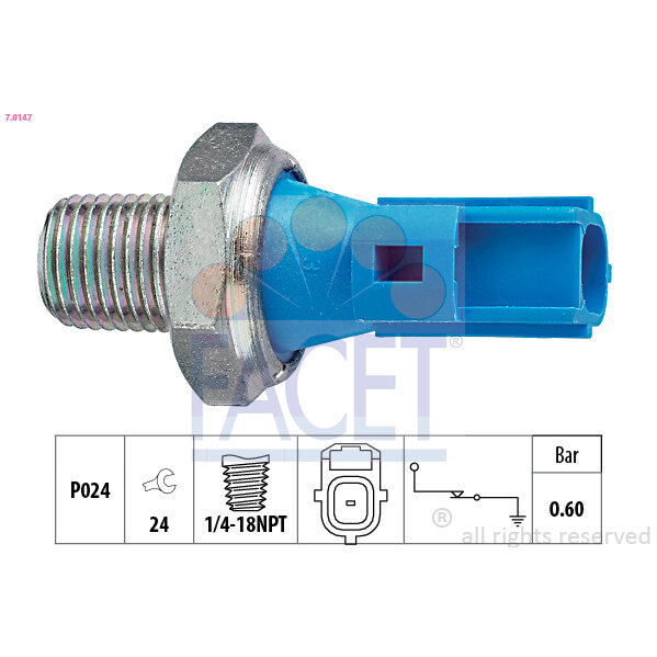 Capteur De Pression D'huile Moteur Facet 7.0147