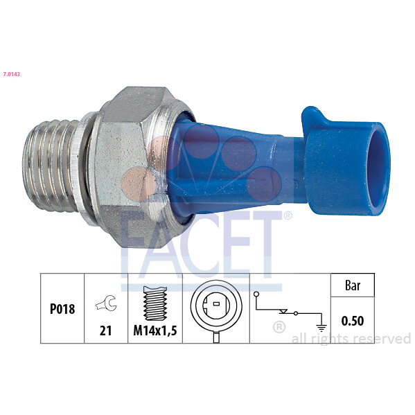 Capteur De Pression D'huile Moteur Facet 7.0143