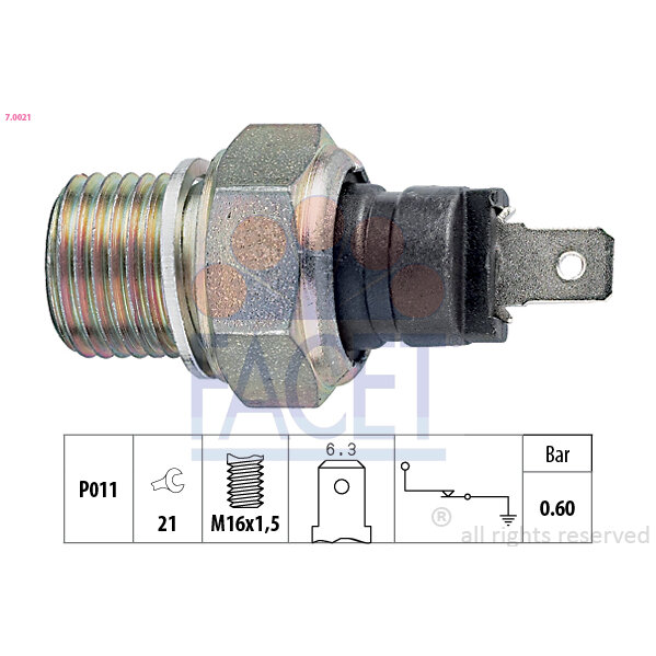 Capteur De Pression D'huile Moteur Facet 7.0021