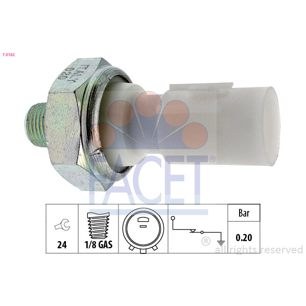 Capteur De Pression D'huile Moteur Facet 7.0182