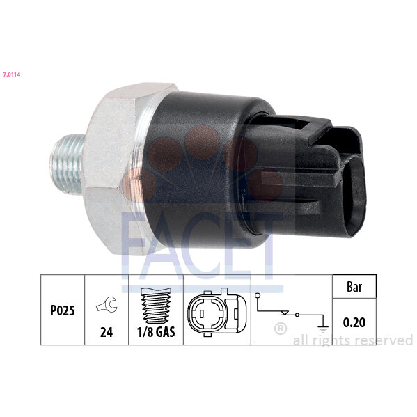 Capteur De Pression D'huile Moteur Facet 7.0114