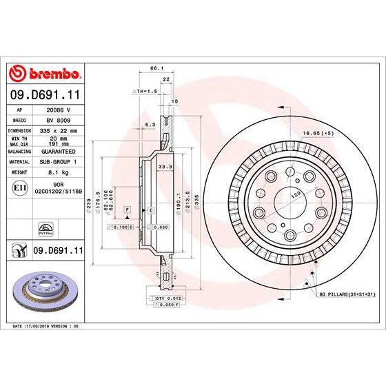 2 Disques De Frein Brembo 09.d691.11