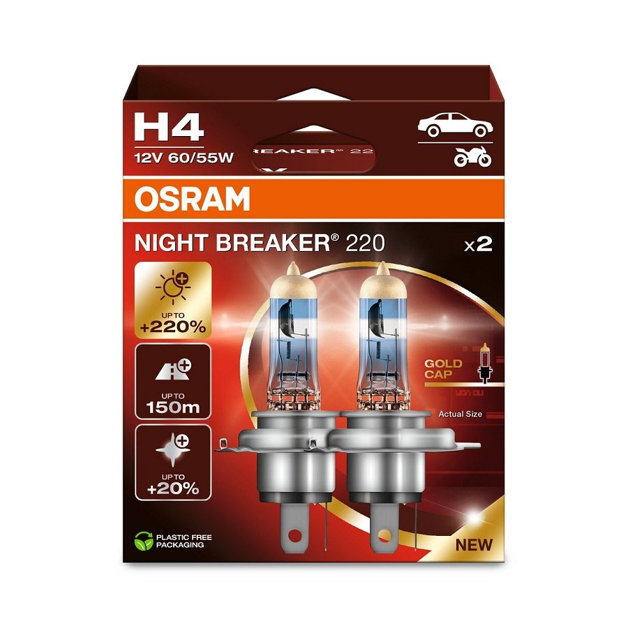 2 Ampoules H4 Osram Night Breaker +220%