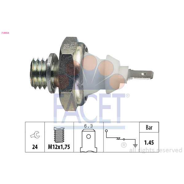 Capteur De Pression D'huile Moteur Facet 7.0058