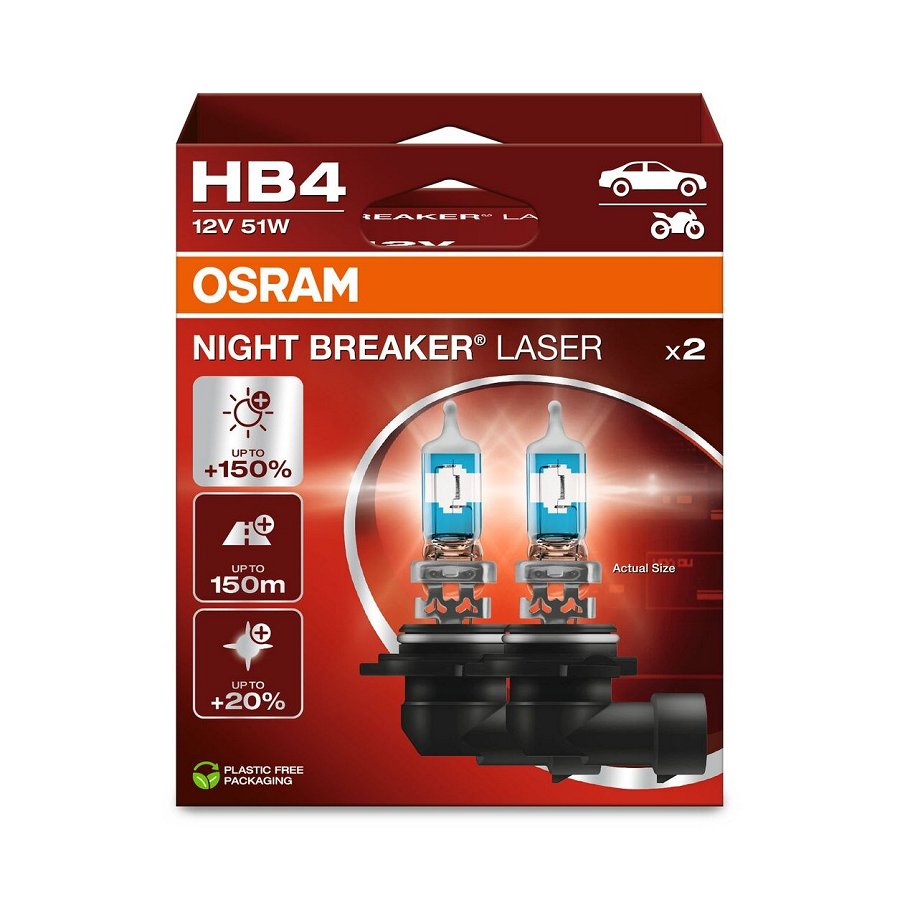 2 Ampoules Hb4 Osram Night Breaker Laser +150%