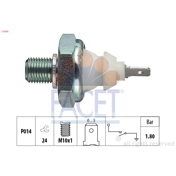 Capteur De Pression D'huile Moteur Facet 7.0045