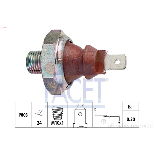 Capteur De Pression D'huile Moteur Facet 7.0007