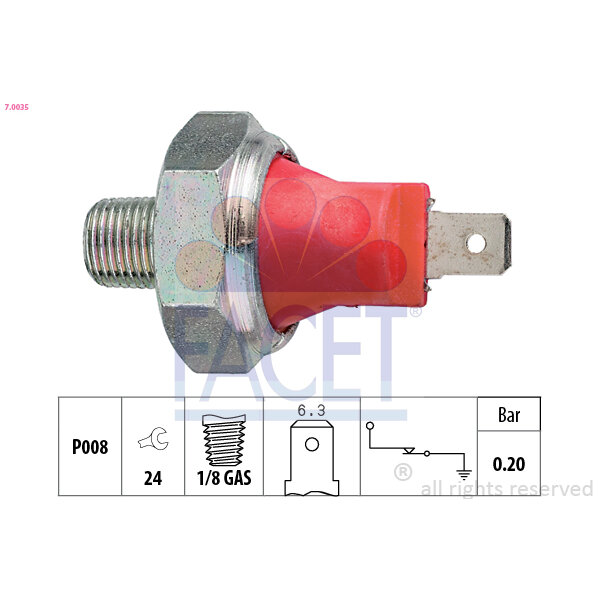 Capteur De Pression D'huile Moteur Facet 7.0035