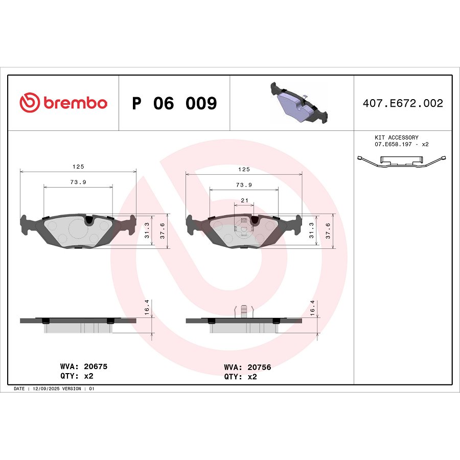 4 Plaquettes De Frein Brembo P06009