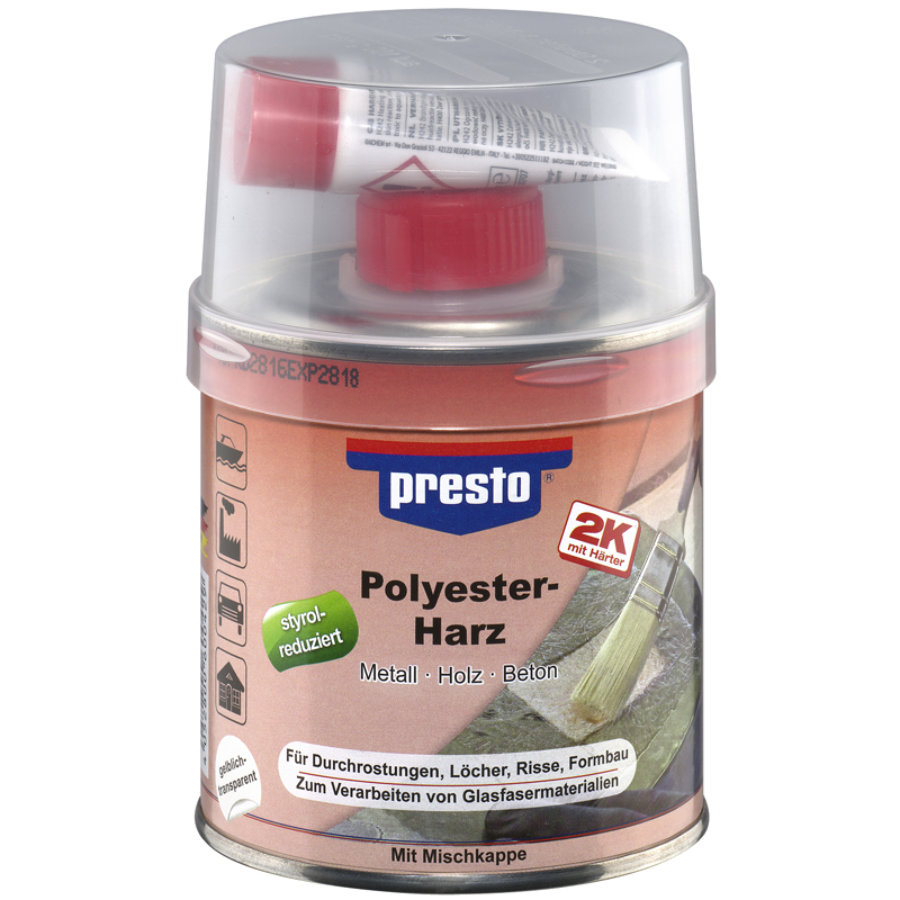 Mastic résine polyester PRESTO 250g - Feu Vert
