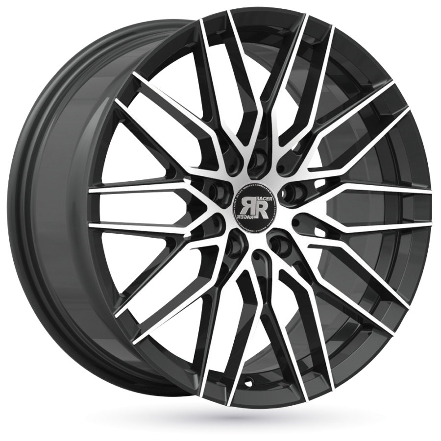 Jante Alu Racer Raptor Noir Face Polie - 17 Pouces - Noir Poli